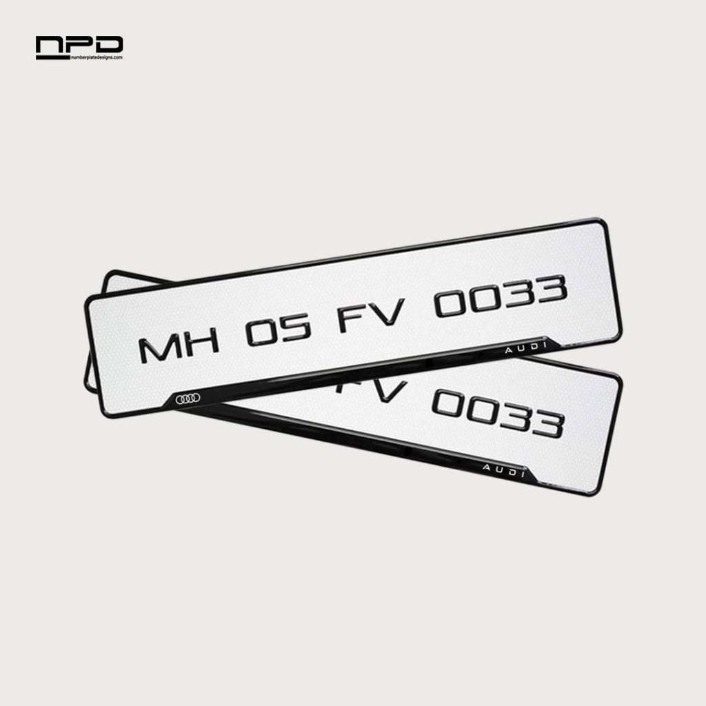 Audi Car Premium 3D Gel Number Plate with Honeycomb Design