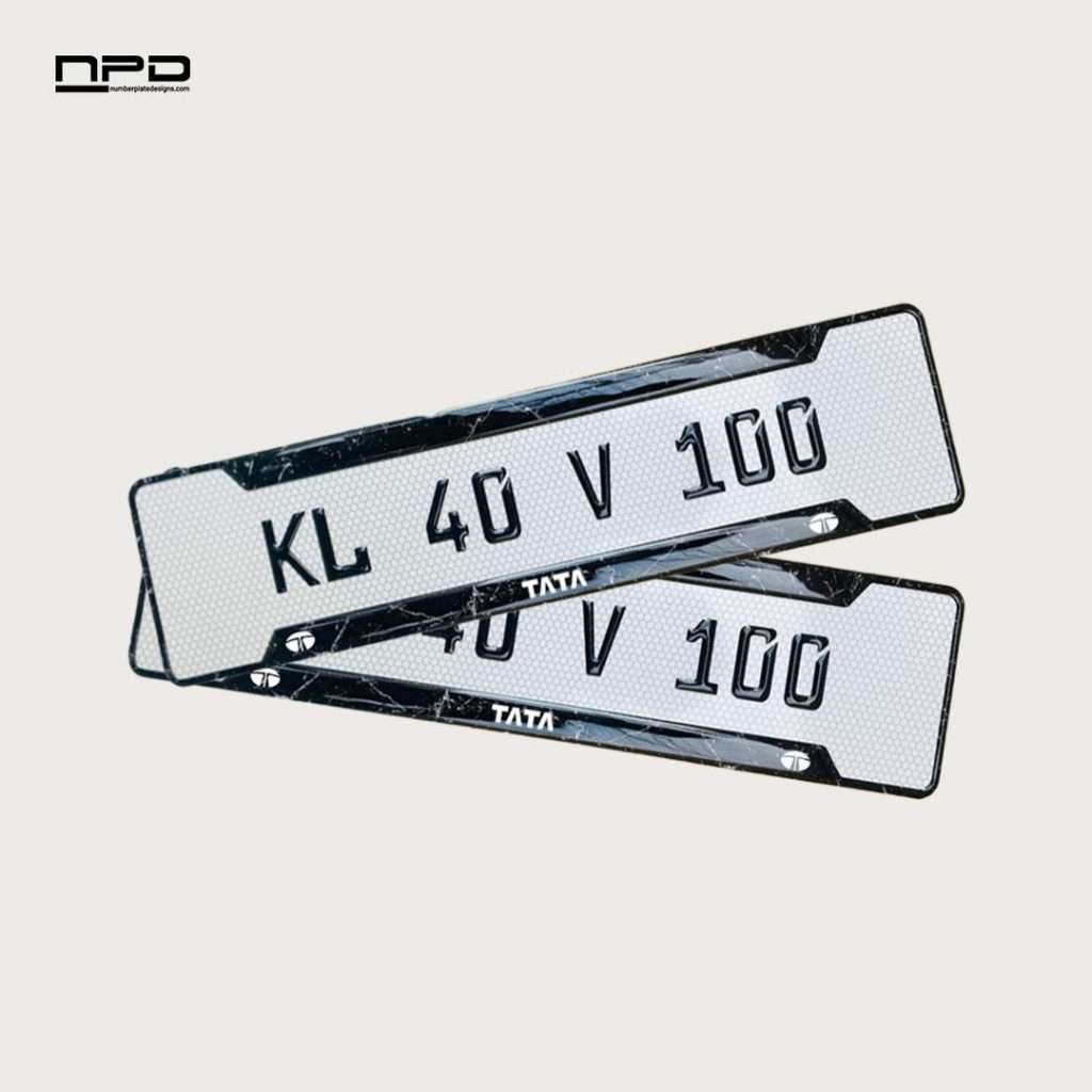 TATA Premium Acrylic Gel Number Plate with Custom Logo & Honeycomb Design