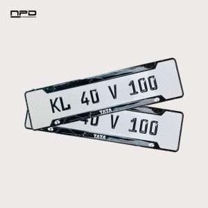 TATA Premium Acrylic Gel Number Plate with Custom Logo & Honeycomb Design