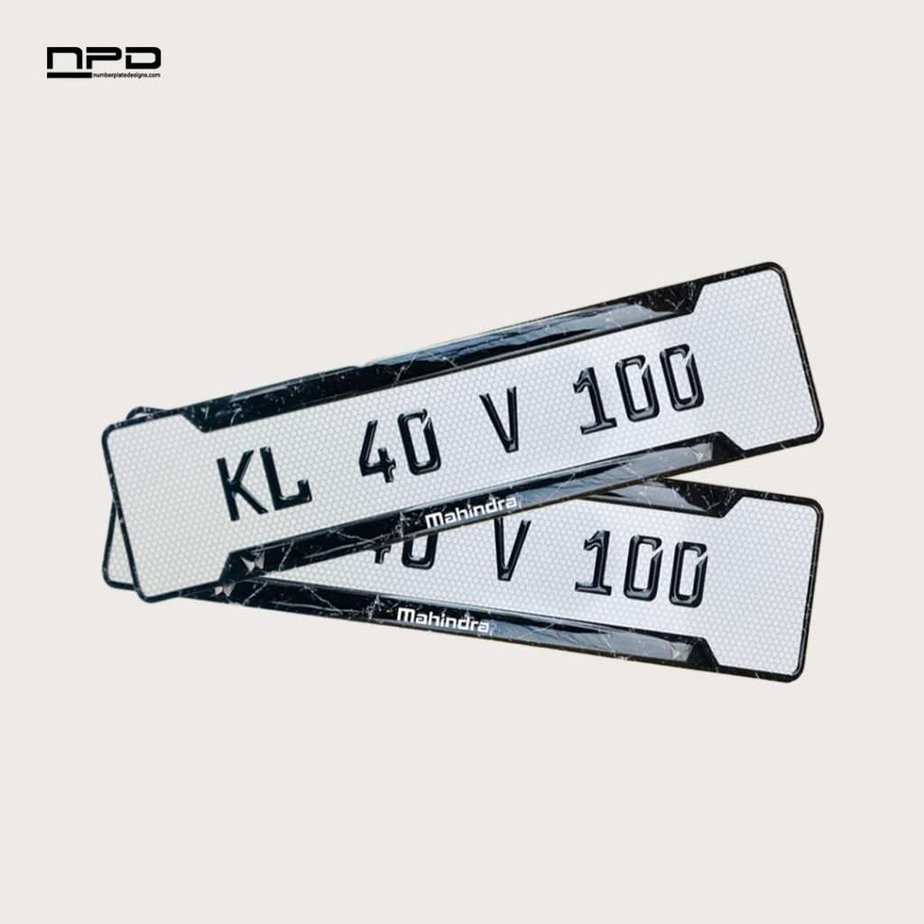 Mahindra Premium Acrylic Gel Number Plate with Custom Logo & Honeycomb Design