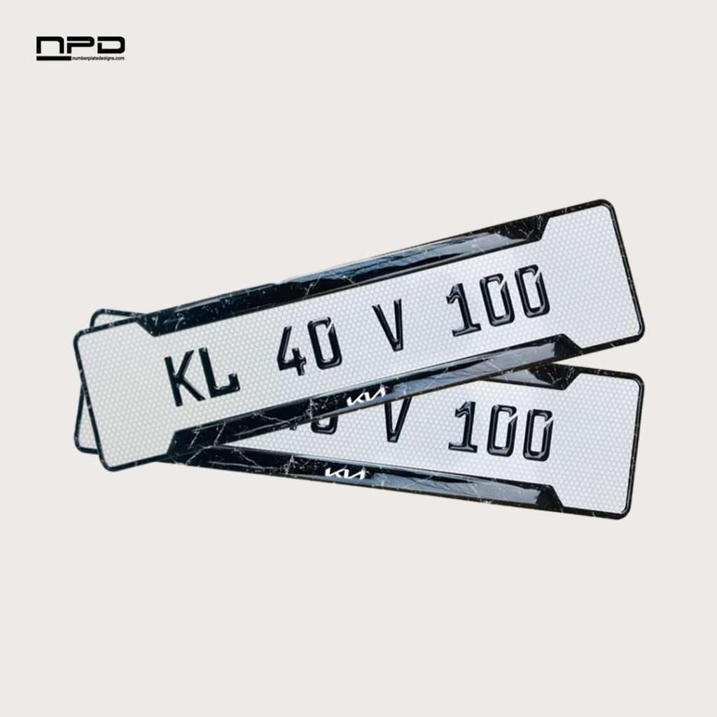 KIA Premium Acrylic Gel Number Plate with Custom Logo & Honeycomb Design
