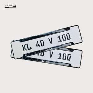 SKODA Premium Acrylic Gel Number Plate with Custom Logo & Honeycomb Design