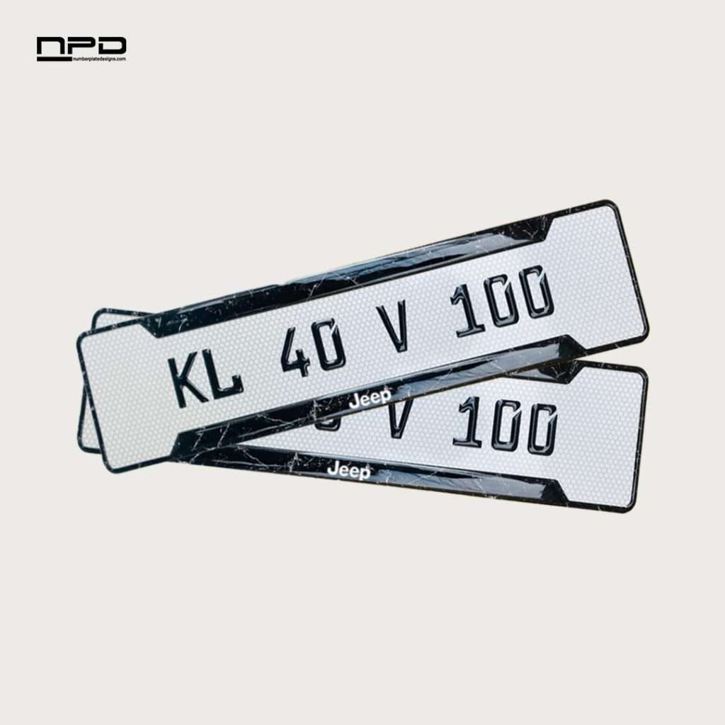 JEEP Premium Acrylic Gel Number Plate with Custom Logo & Honeycomb Design