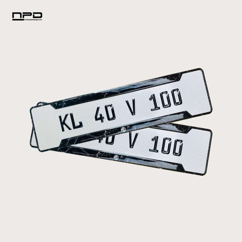 MG Premium Acrylic Gel Number Plate with Custom Logo & Honeycomb Design