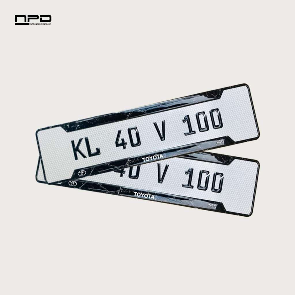 Toyota Premium Acrylic Gel Number Plate with Custom Logo & Honeycomb Design