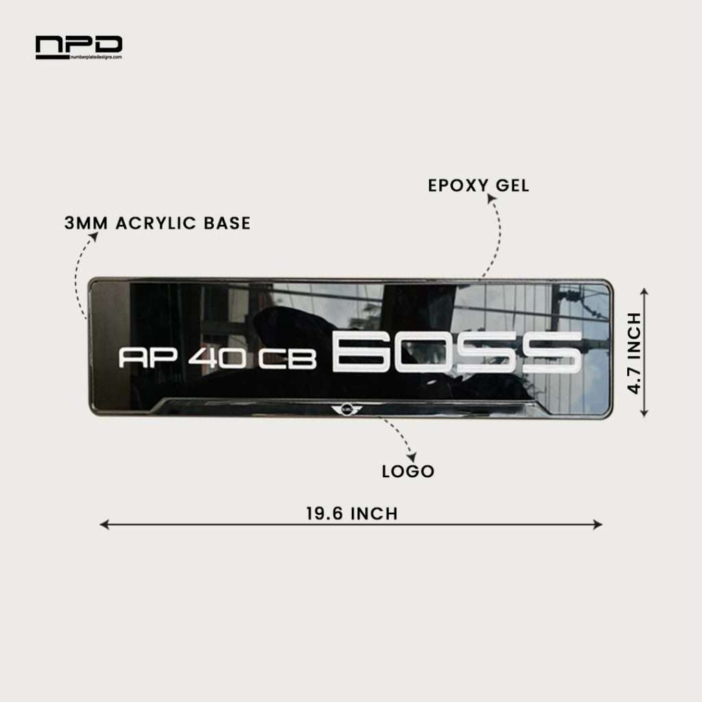Custom Gel Number Plate with Acrylic Base – MINI Cooper Style | Premium Gloss Finish