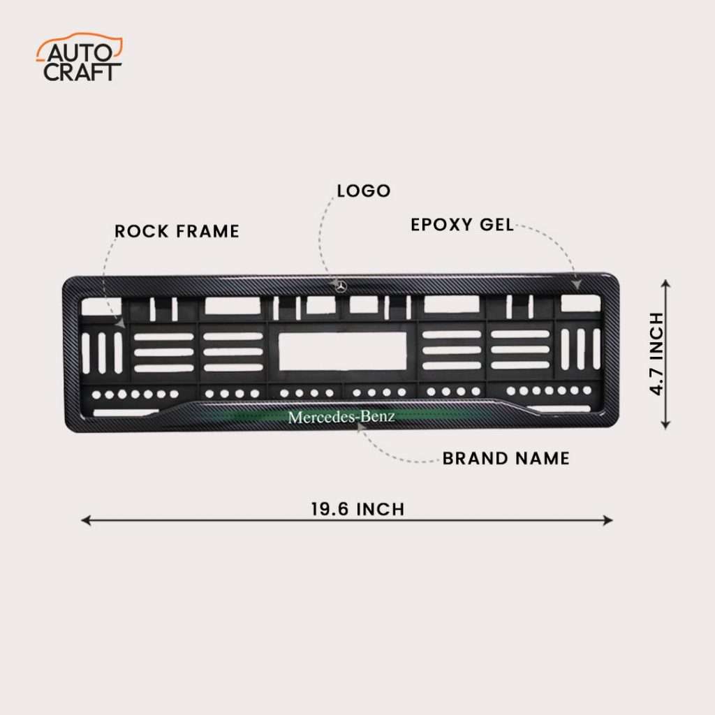 Car Number Plate Frame with Logo & Brand Name - Rock