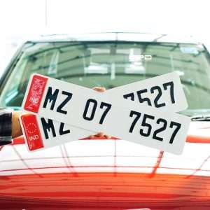 Premium Aluminium IND Number Plate – German Font